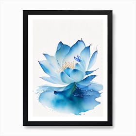 Blue Lotus Watercolour 6 Art Print