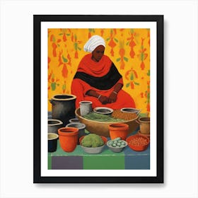 African Cuisine Matisse Inspired Illustration7 Art Print