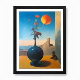 Gladoli With A Cat 1 Dali Surrealism Style Art Print