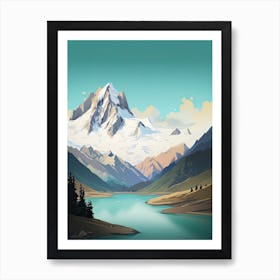 Chamonix Mont Blanc   France, Ski Resort Illustration 1 Simple Style Art Print