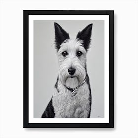 Wire Fox Terrier B&W Pencil Dog Art Print