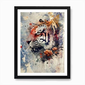 Tiger Art Painting Drawing Vintage Retro Illustration Design 03 Art Print