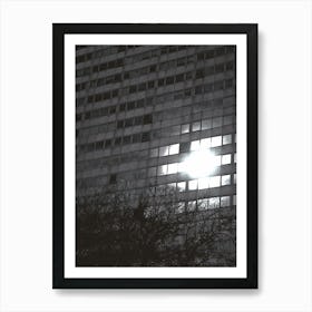 Police Searchlight on an Office Block in East London Art Print