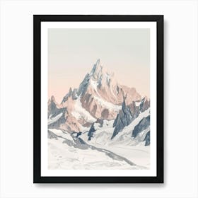 Monte Rosa Switzerland Italy Color Line Drawing (4) Art Print