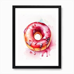 Cherry Filled Donut Cute Neon 1 Art Print