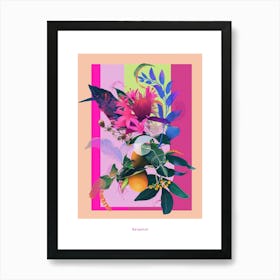 Bergamot 2 Neon Flower Collage Poster Art Print