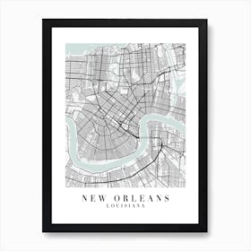 New Orleans Louisiana Street Map Minimal Color Art Print