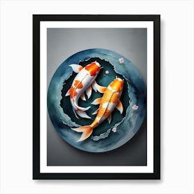 Koi Fish Yin Yang Painting (9) Art Print
