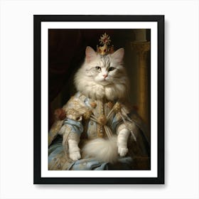 White Medieval Cat Art Print