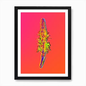 Neon Pitcairnia Latifolia Botanical in Hot Pink and Electric Blue n.0187 Art Print