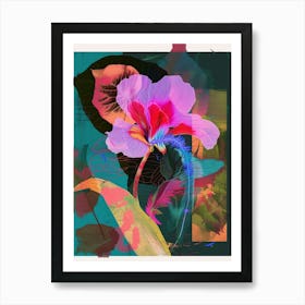 Cyclamen 3 Neon Flower Collage Art Print