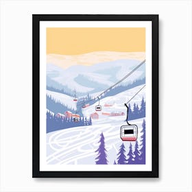 Sun Peaks Resort   British Columbia, Canada, Ski Resort Pastel Colours Illustration 0 Art Print