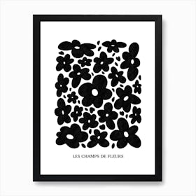 Abstract Black Flowers Art Print