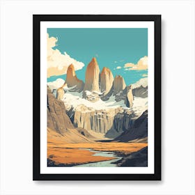 Torres Del Paine Circuit Chile 3 Hiking Trail Landscape Art Print