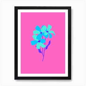 Blue Flowers On Pink Background #wallart #printable Art Print