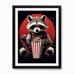 Cartoon Barbados Raccoon Eating Popcorn At The Cinema 2 Art Print