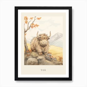 Beatrix Potter Inspired  Animal Watercolour Yak 1 Art Print