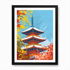 Shitenno Ji Temple Osaka 1 Colourful Illustration Art Print