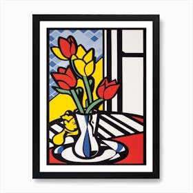 Tulips Flower Still Life  3 Pop Art Style Art Print