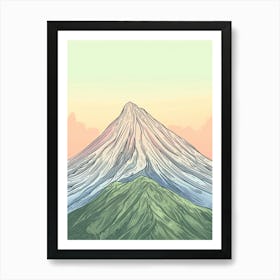 Mount Apo Philippines Color Line Drawing (6) Art Print