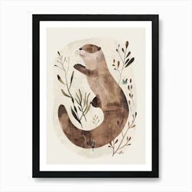Charming Nursery Kids Animals Otter 3 Art Print