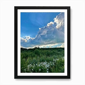 Cumulus Clouds Dominating A Spring Landscape Sunlight Peeks Through The Overcast Sky Casting A Mos (3) Art Print