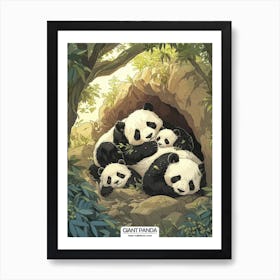 Giant Panda Family Sleeping In A Cave Poster 3 Art Print