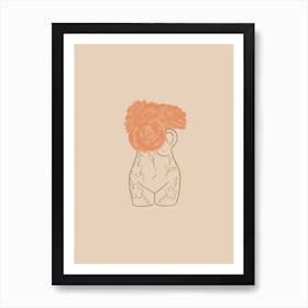 Curvy Lady Vase With Flowers Art Print