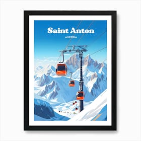 Saint Anton Austria Snow Mountain Modern Travel Art Art Print