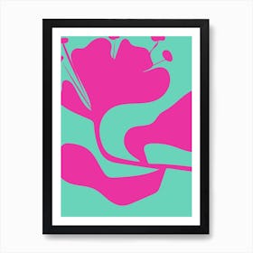 Hot Pink Abstract Flower Art Print