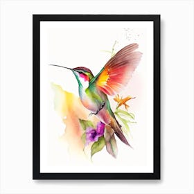 Fiery Throated Hummingbird Cute Neon 2 Art Print