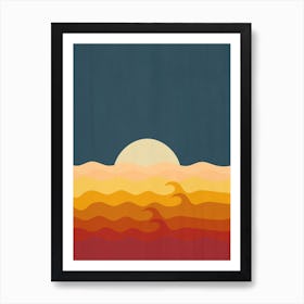 Midcentury Modern Ocean Sunrise Art Print