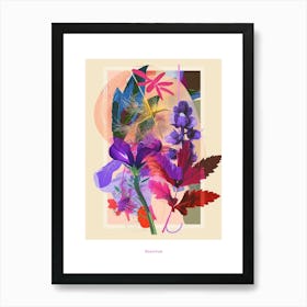 Aconitum 1 Neon Flower Collage Poster Art Print