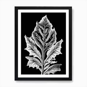 Mullein Leaf Linocut 2 Art Print