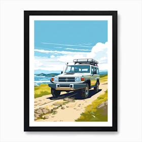 A Toyota Land Cruiser In Causeway Coastal Route Illustration 3 Art Print