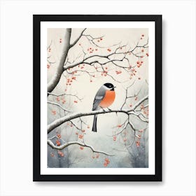 Winter Bird Painting Cowbird 1 Art Print