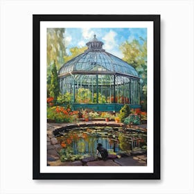 Painting Of A Cat In Gothenburg Botanical Garden, Sweden In The Style Of Impressionism 03 Art Print