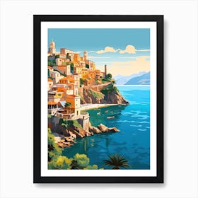 Amalfi Coast, Italy, Flat Illustration 4 Art Print