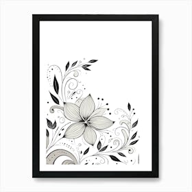 Elegant Black and White Floral Design 1 Poster