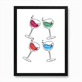 Four Glasses Of Wine Art Print