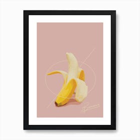 Banana with Pink Background Art Print