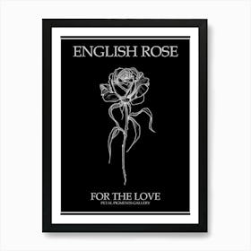 English Rose Black And White Line Drawing 22 Poster Inverted Art Print