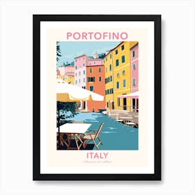Portofino, Italy, Flat Pastels Tones Illustration 2 Poster Art Print