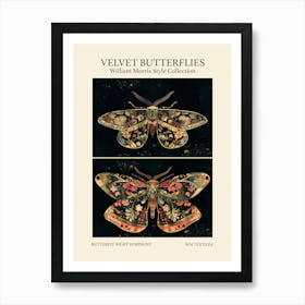 Velvet Butterflies Collection Butterfly Night Symphony William Morris Style 6 Art Print