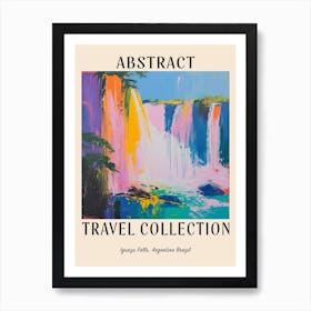 Abstract Travel Collection Poster Iguazu Falls Argentina Brazil 4 Art Print