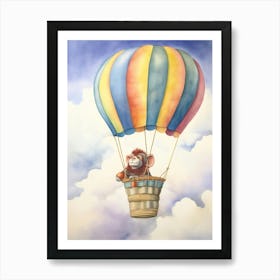 Baby Monkey In A Hot Air Balloon Affiche