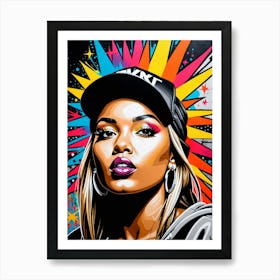 Graffiti Mural Of Beautiful Hip Hop Girl 86 Art Print