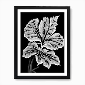 Mallow Leaf Linocut Art Print