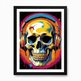 Skull With Headphones Pop Art (23) Art Print