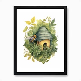 Cuckoo Leafcutter Bee Beehive Watercolour Illustration 2 Art Print